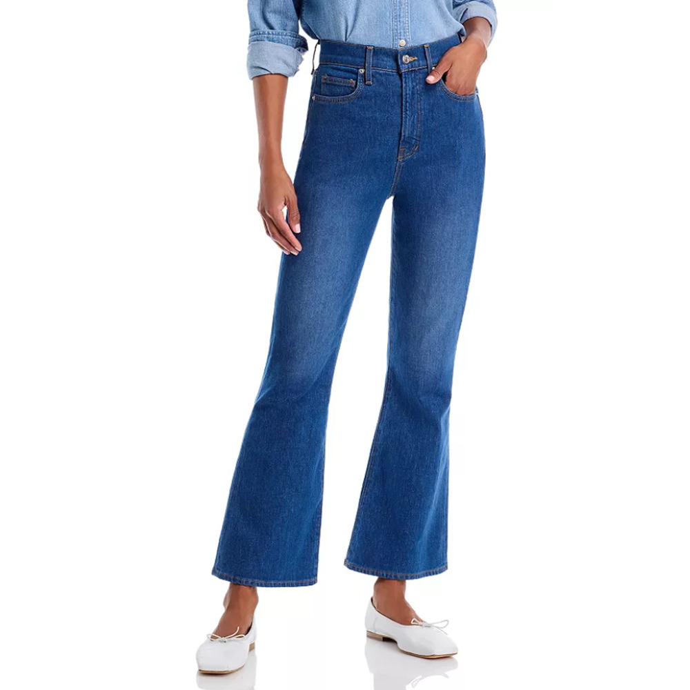 Veronica Beard Blue Cropped Flare Jeans